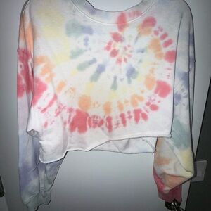 SO Multicolor Tie-Dye Crop Sweatshirt